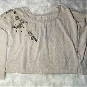 Love Sam Beige Sweater Bugle on Shoulder Size M